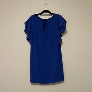 Cobalt Blue Adrianna Papell ruffle sleeve dress last chance